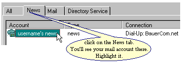 You'll see your news account when you click on the Mail tab.